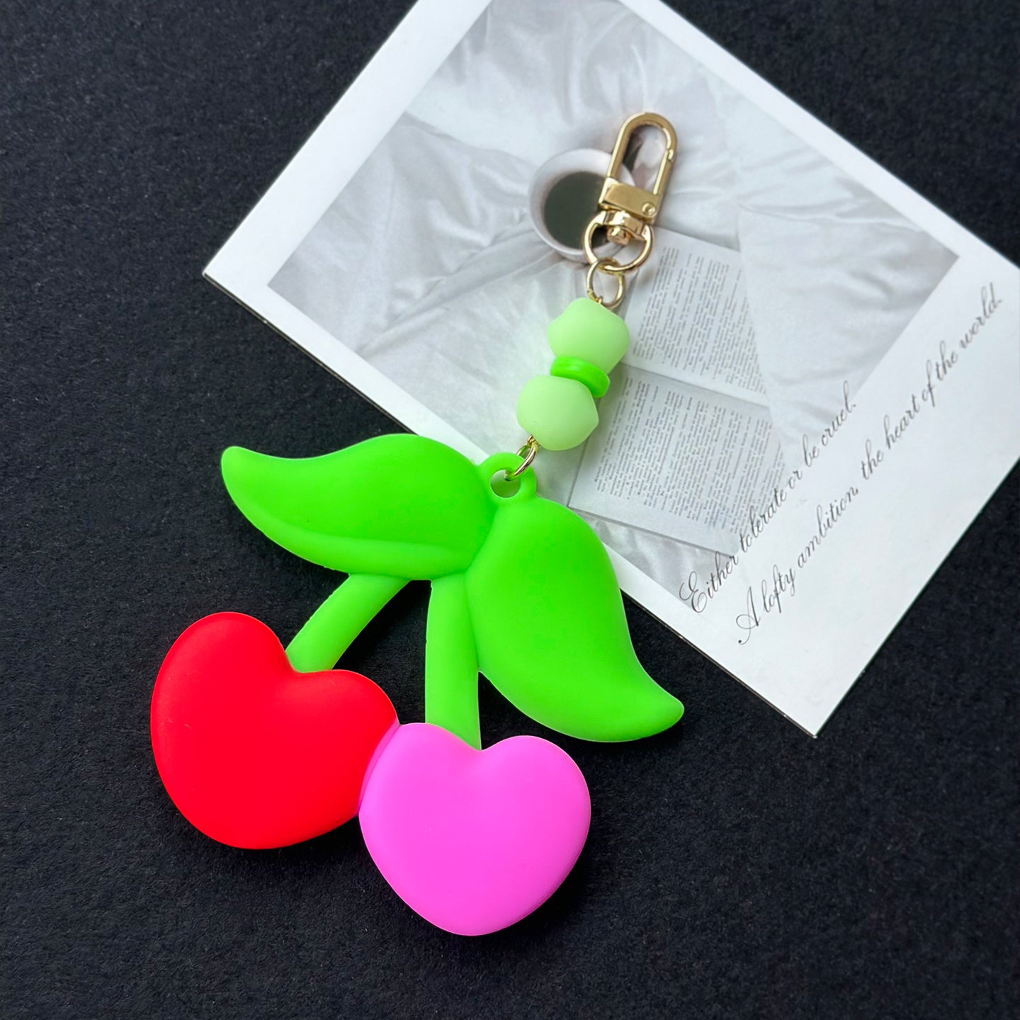 Sweetheart Cherries Keychain / Charm (Red & Pink)