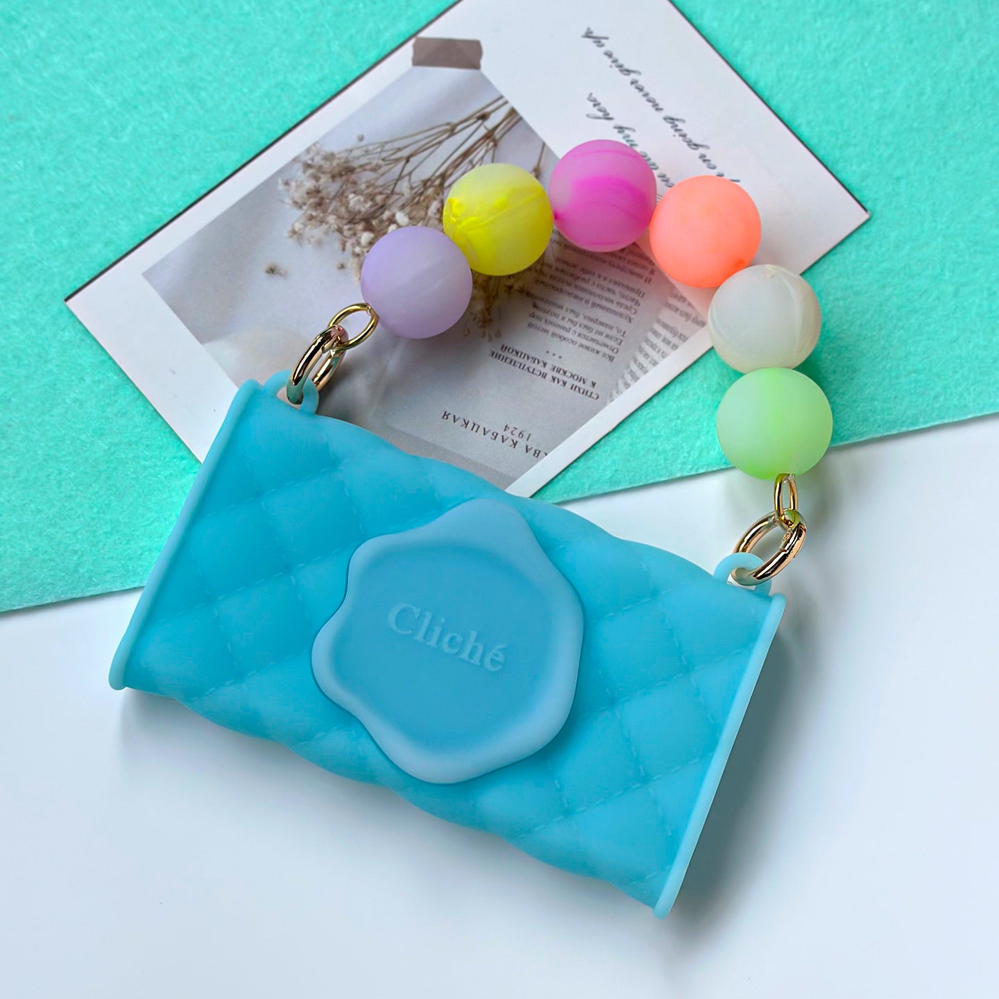 Mini Seal Stamped Card Case Bag (Blue)