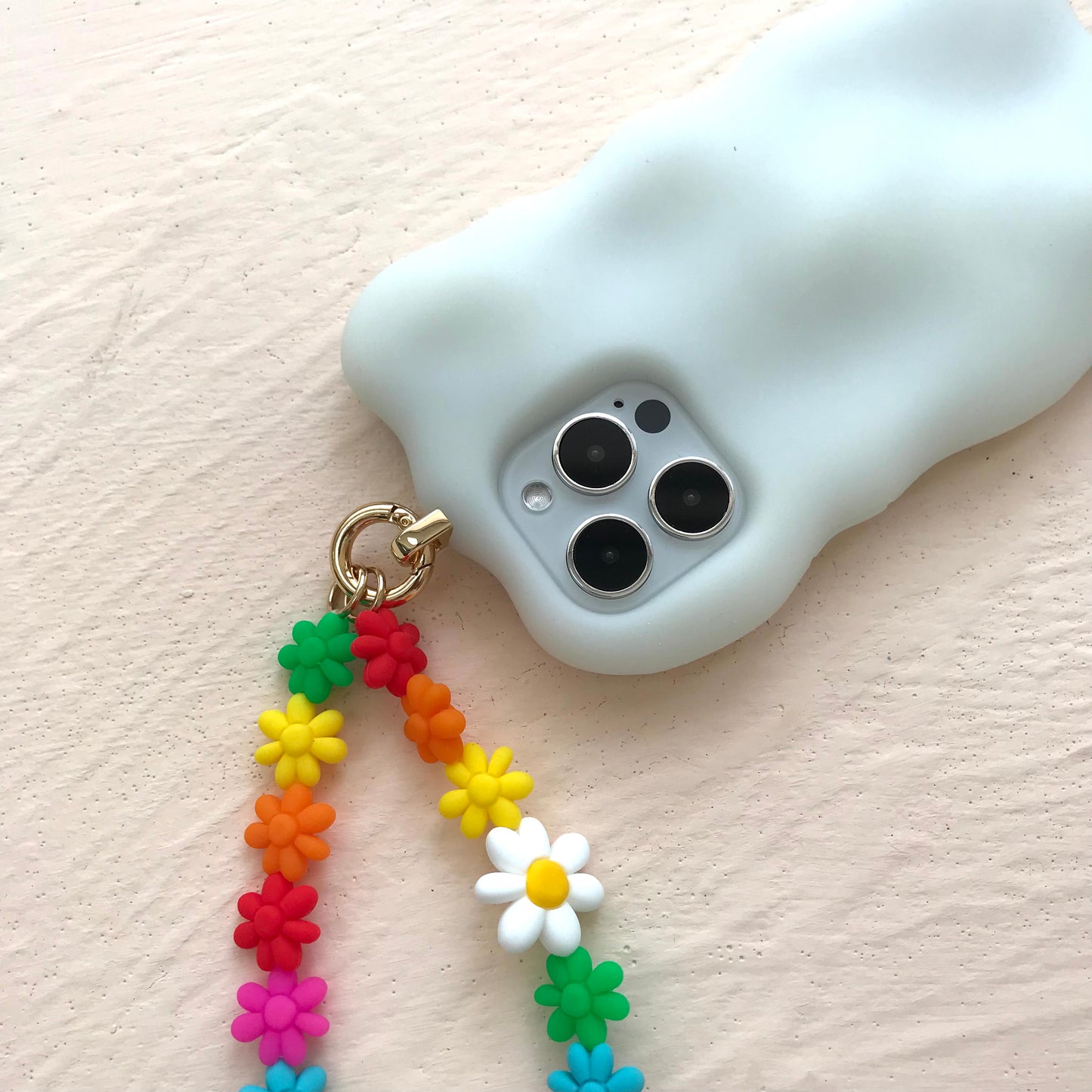 iPhone 14 Pro Max Case - Free to Shine (Rainbow Strap and Daisy Flower)
