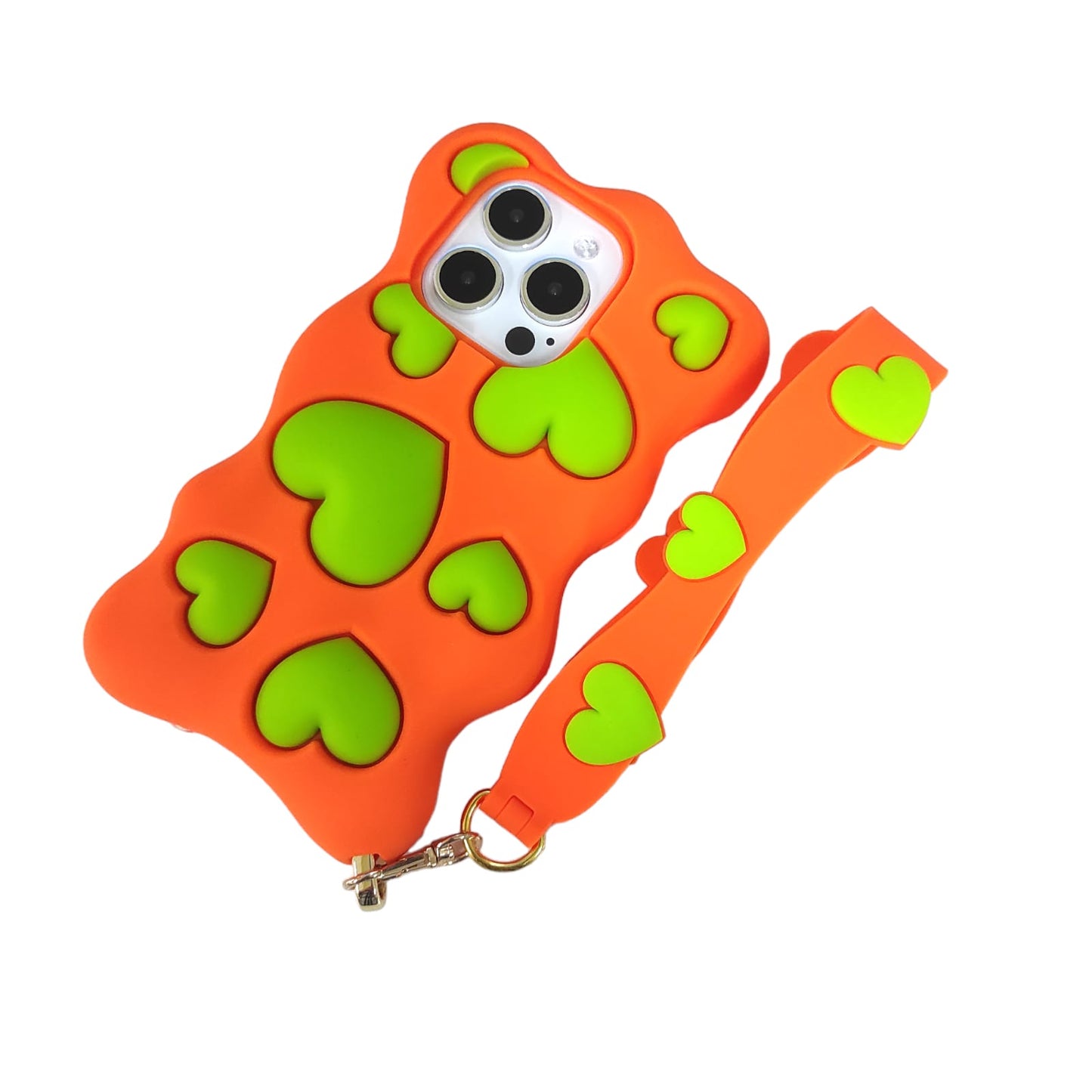 iPhone 15 Pro Case with Strap - Happy and Free (Orange)