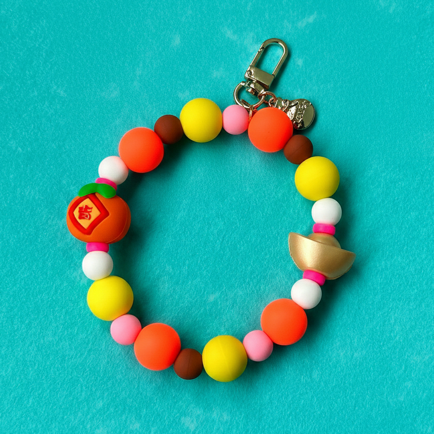 Good Luck Keychain - Lucky Tangerine and Gold Ingot