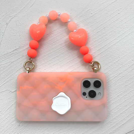 iPhone 14 Pro Max - Seal Stamped Case with Super Hearts Strap (Jelly Fluo Orange)