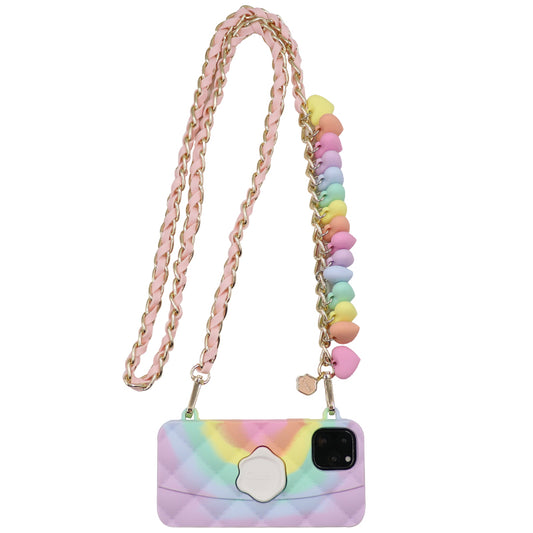 iPhone 11/11 Pro/11 Pro Max Light of Rainbow Seal Stamped Case with Long Hearts Strap