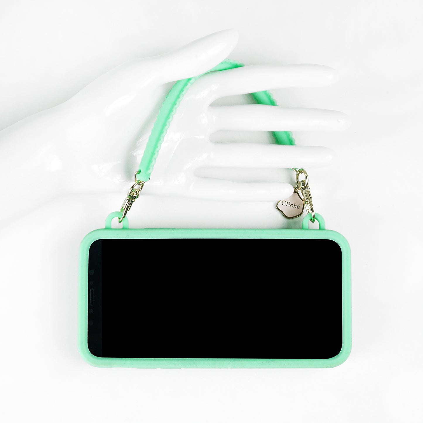 iPhone X/Xs Case - Matelasse (Green with White Ribbon)