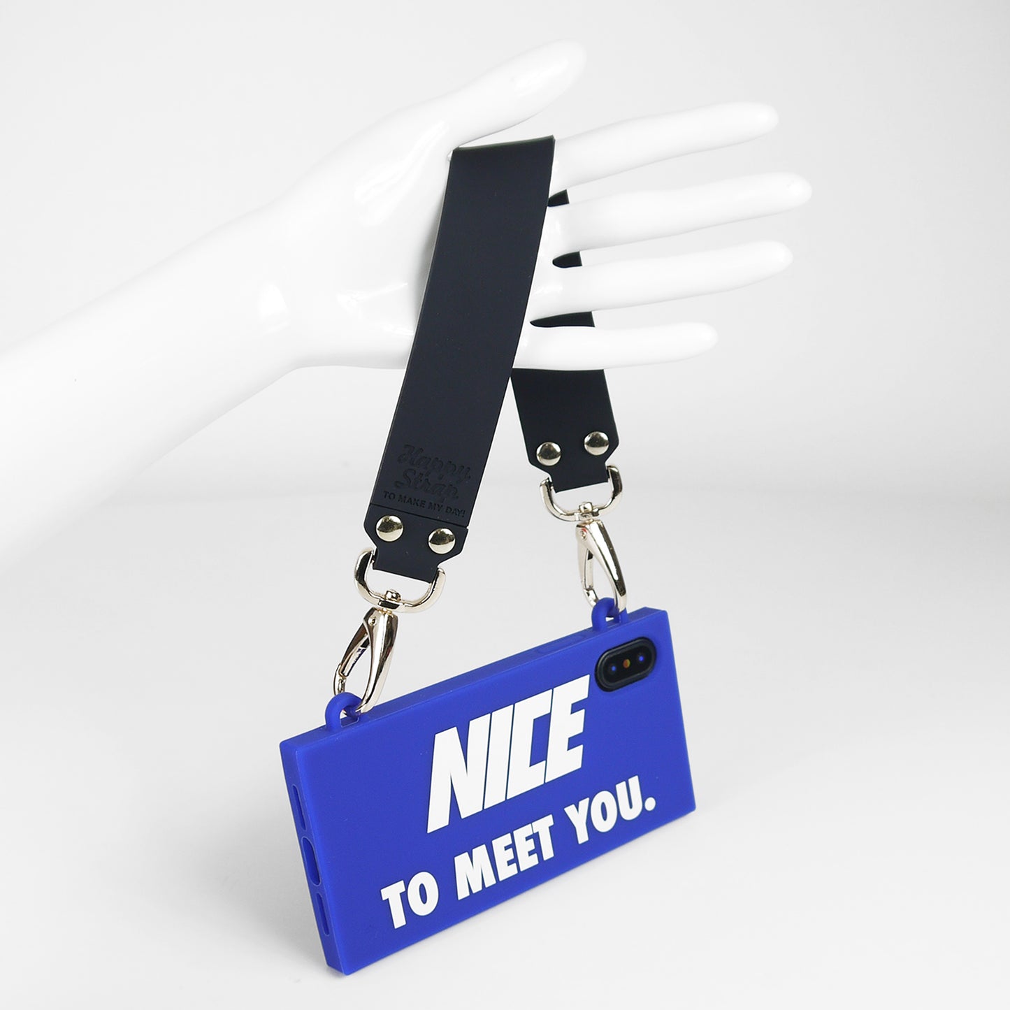 iPhone X/Xs Handbag Case - Nice to Meet You (Blue)