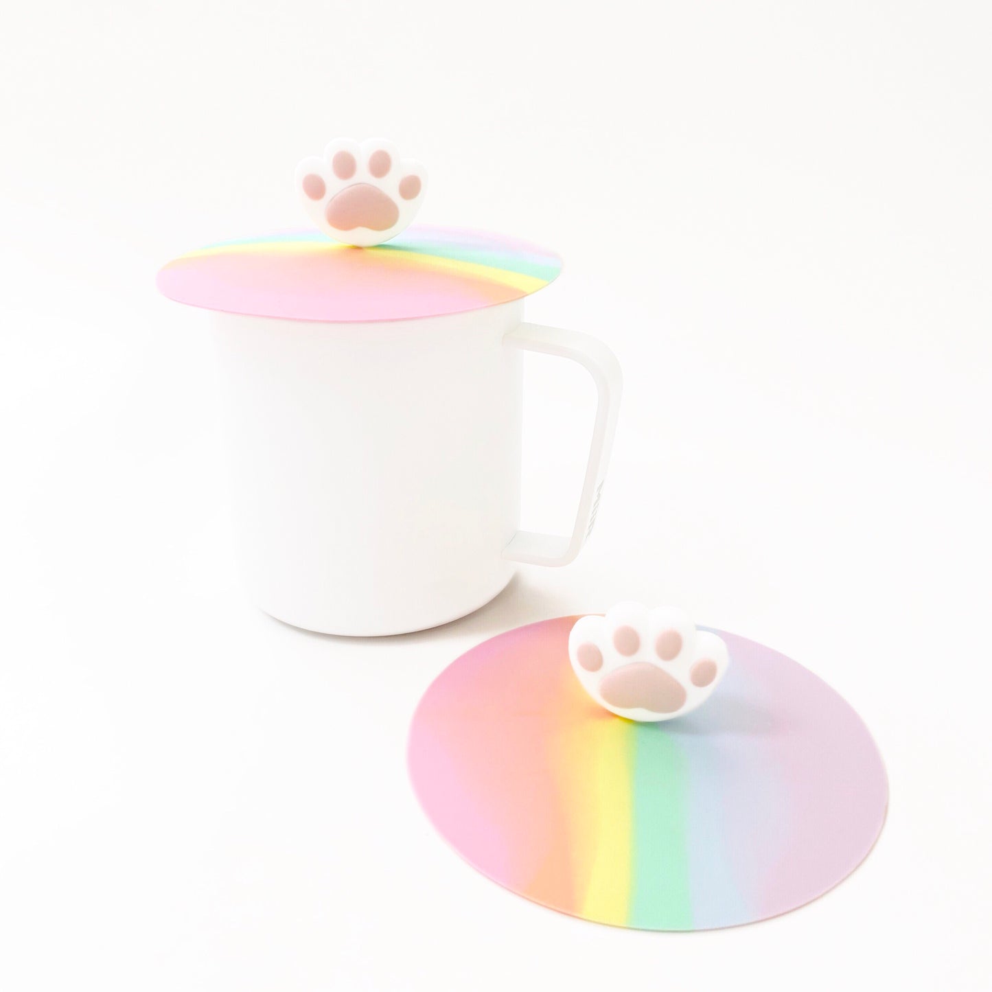 Pack of 2 Silicone Cup Lids (Paws/Rainbow)