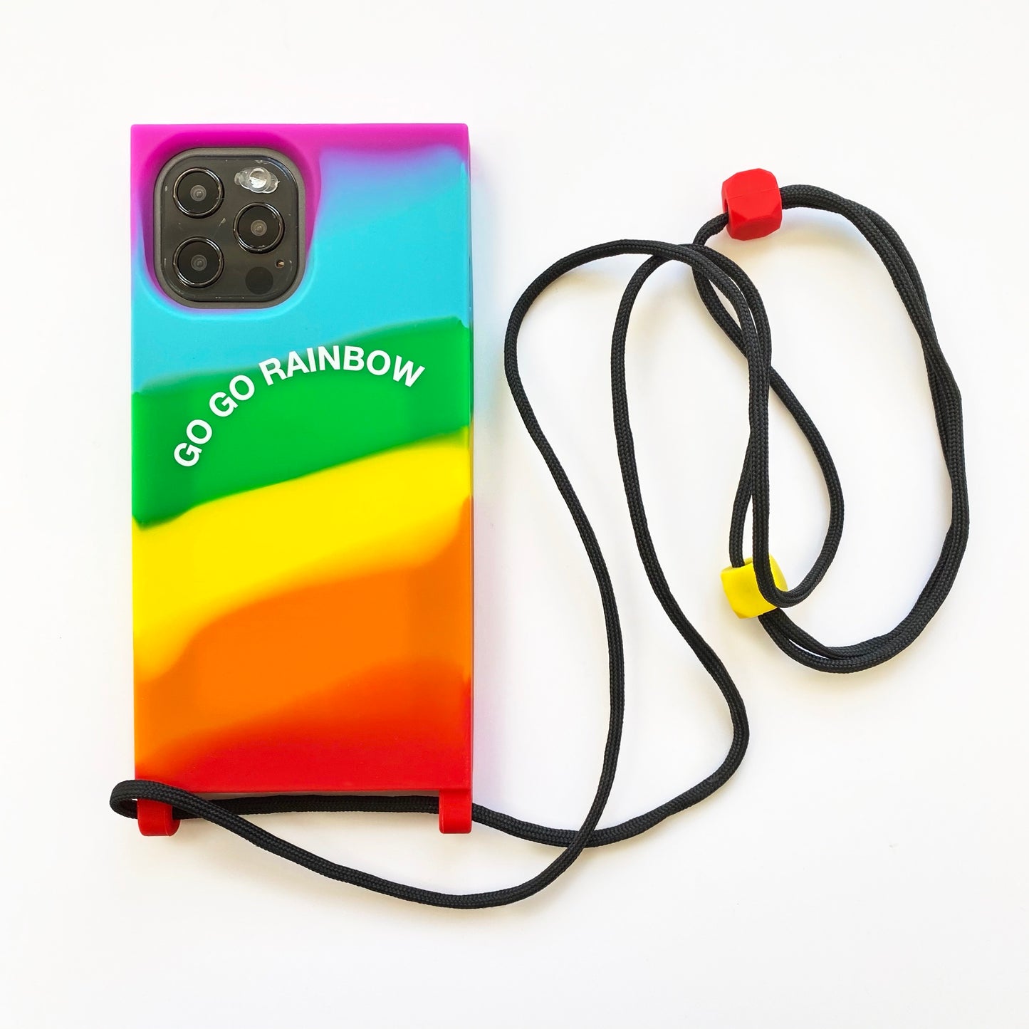 iPhone 12 Pro Max Lanyard iPhone Case - Go Go Rainbow