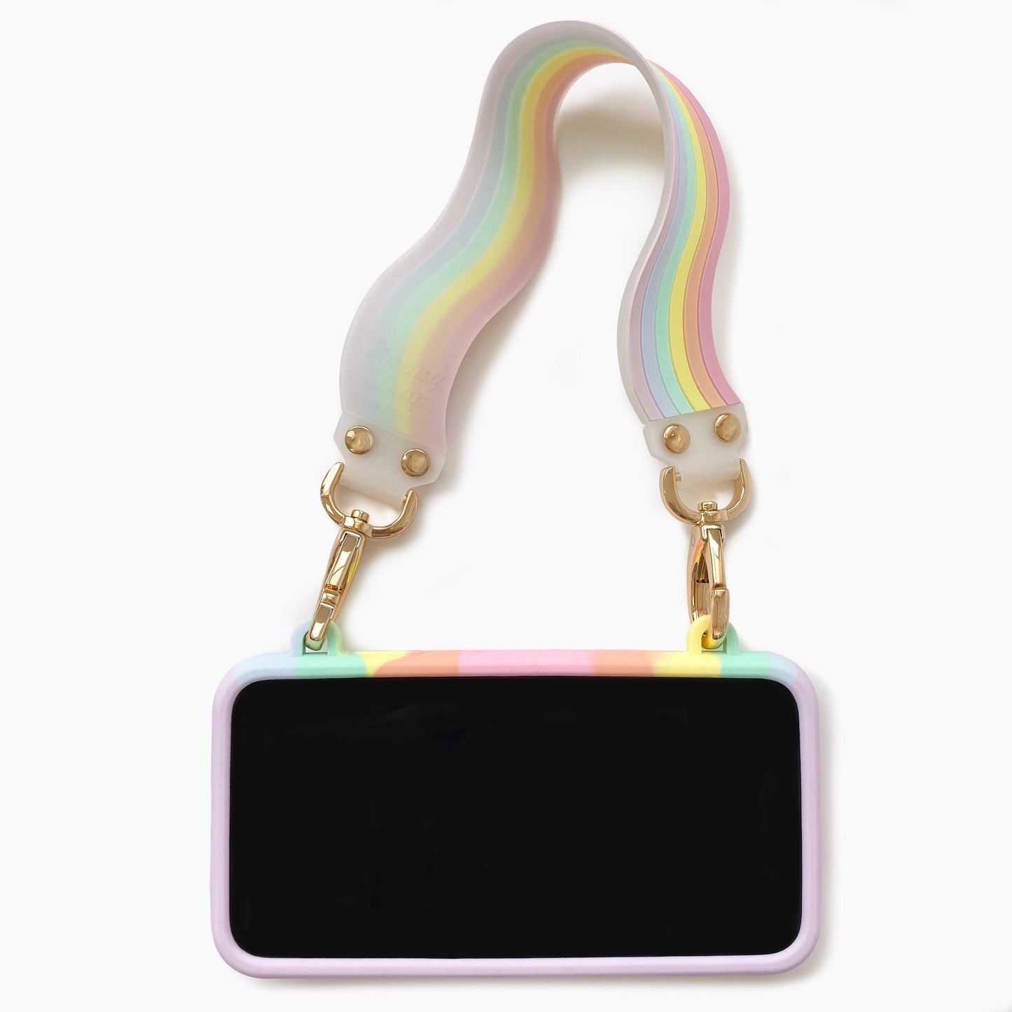 iPhone 11 Light of Rainbow Seal Stamped Case with Pastel Illusion Happy Strap