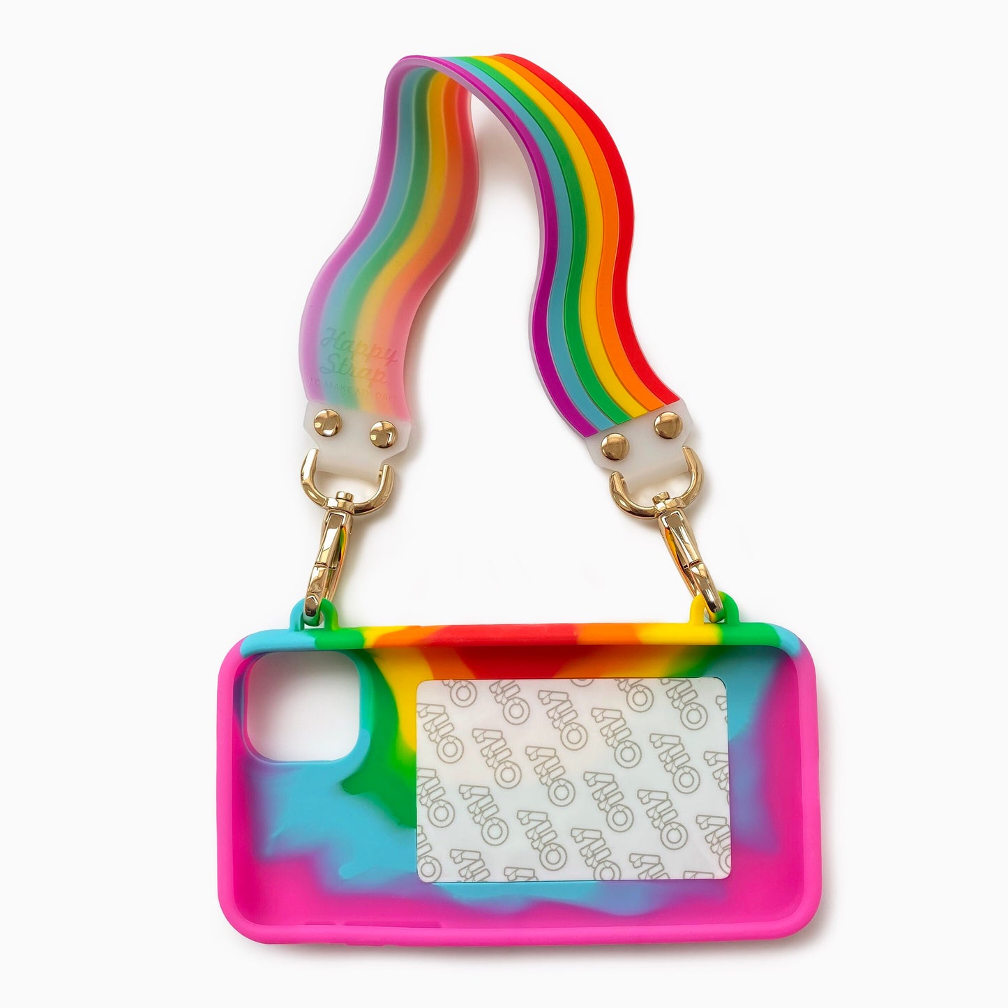 iPhone 11 Pro Max Love of Rainbow Seal Stamped Case with Rainbow Illusion Happy Strap