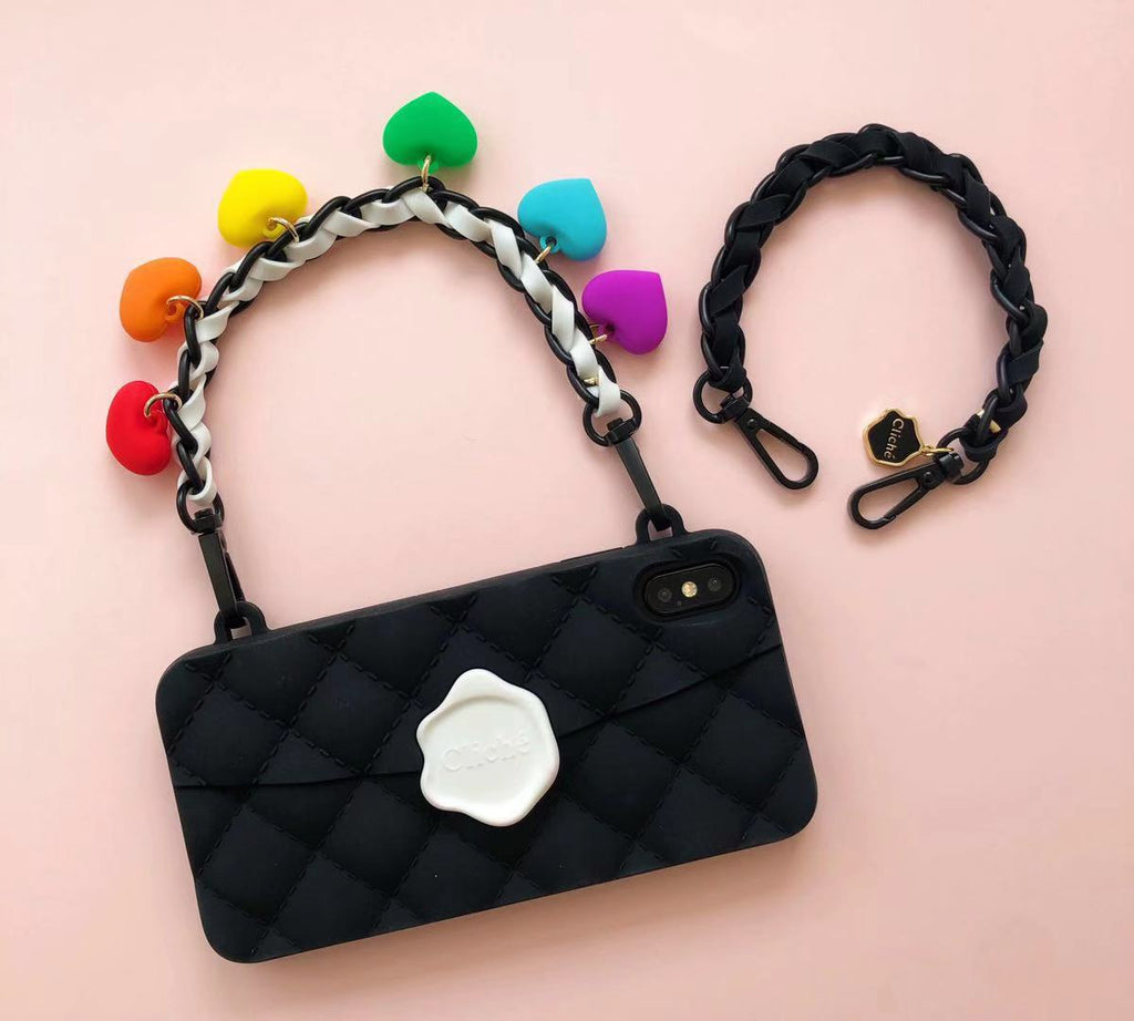 Cliché Seal Stamped Case with Rainbow Hearts Strap
