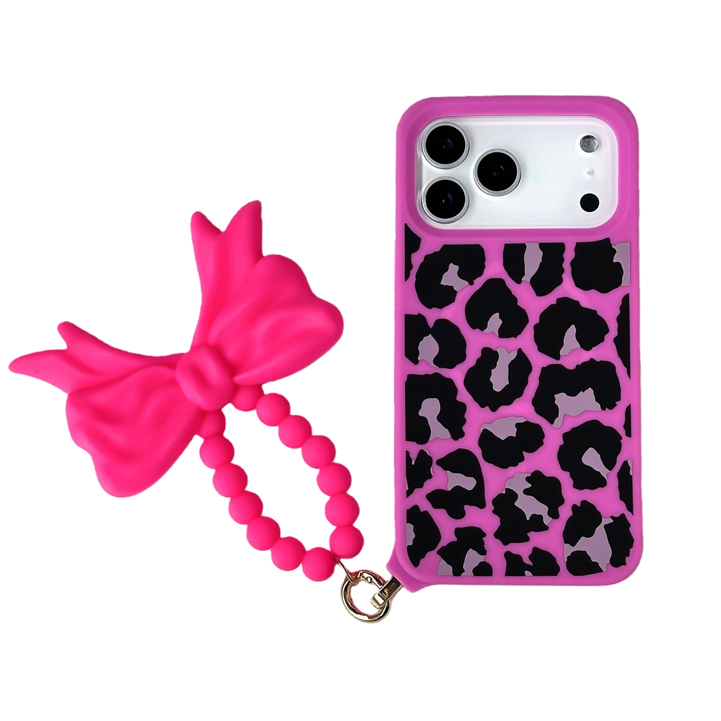 iPhone 17 Pro Max MagSafe Case - Leopard Print with Strap (Hot Pink)