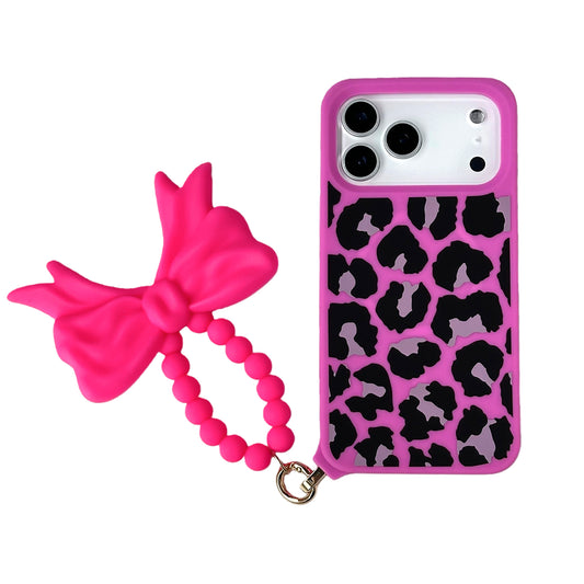 iPhone 17 Pro Max MagSafe Case - Leopard Print with Strap (Hot Pink)