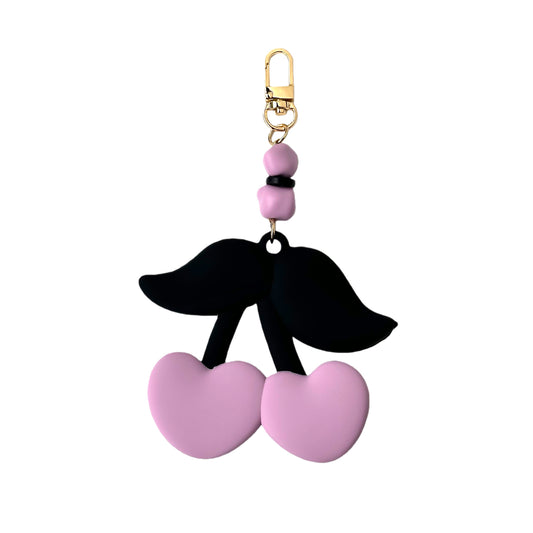 Sweetheart Cherries Keychain / Charm (Purple & Black)