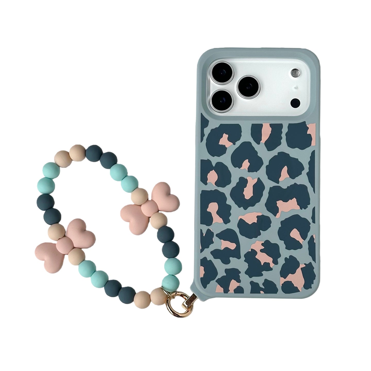 iPhone 17 Pro Max MagSafe Case - Leopard Print with Strap (Dusty Blue)
