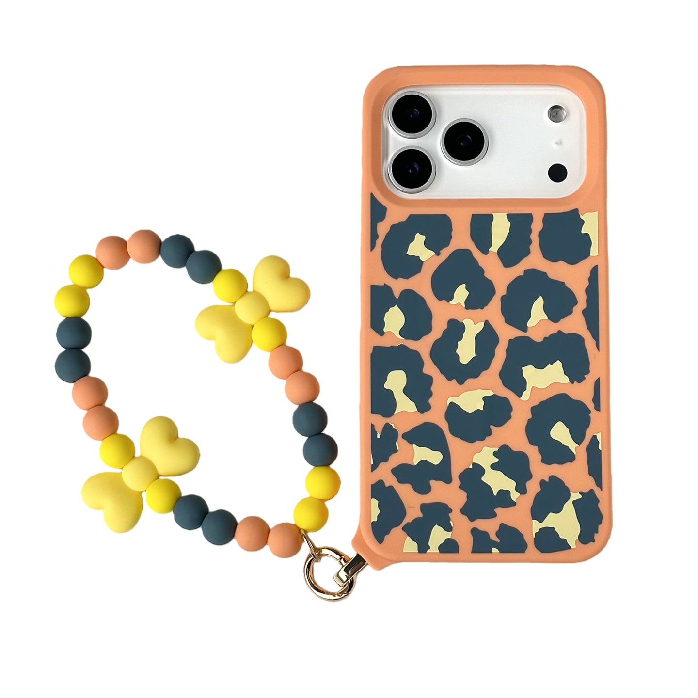 iPhone 17 Pro Max MagSafe Case - Leopard Print with Strap (Orange)