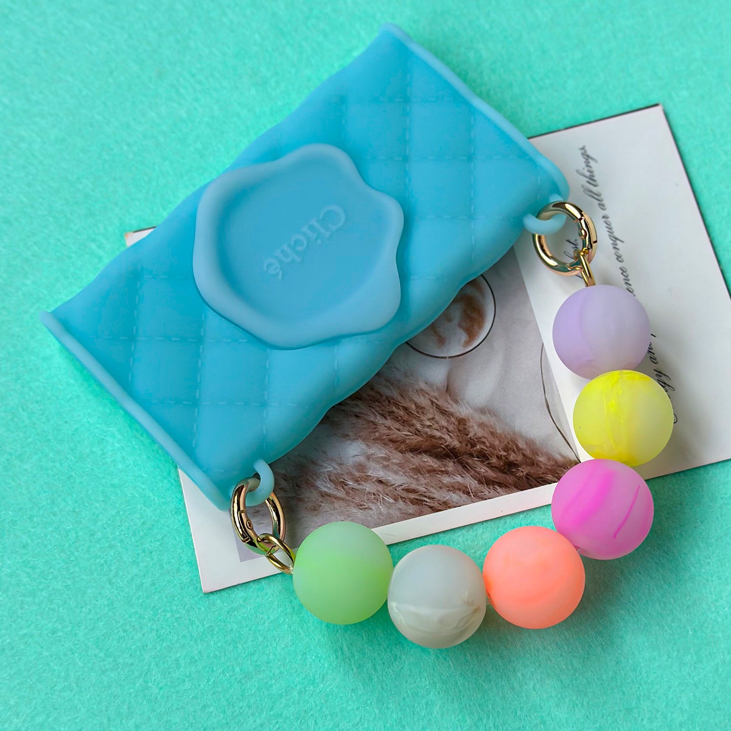 Mini Seal Stamped Card Case Bag (Blue)