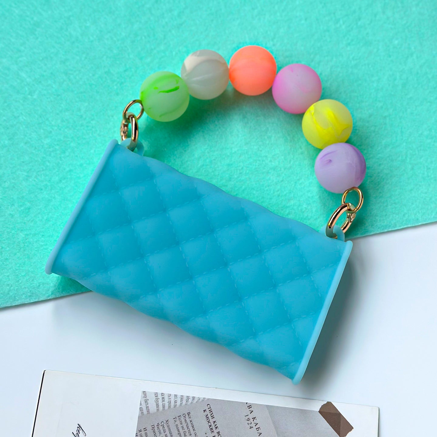 Mini Seal Stamped Card Case Bag (Blue)