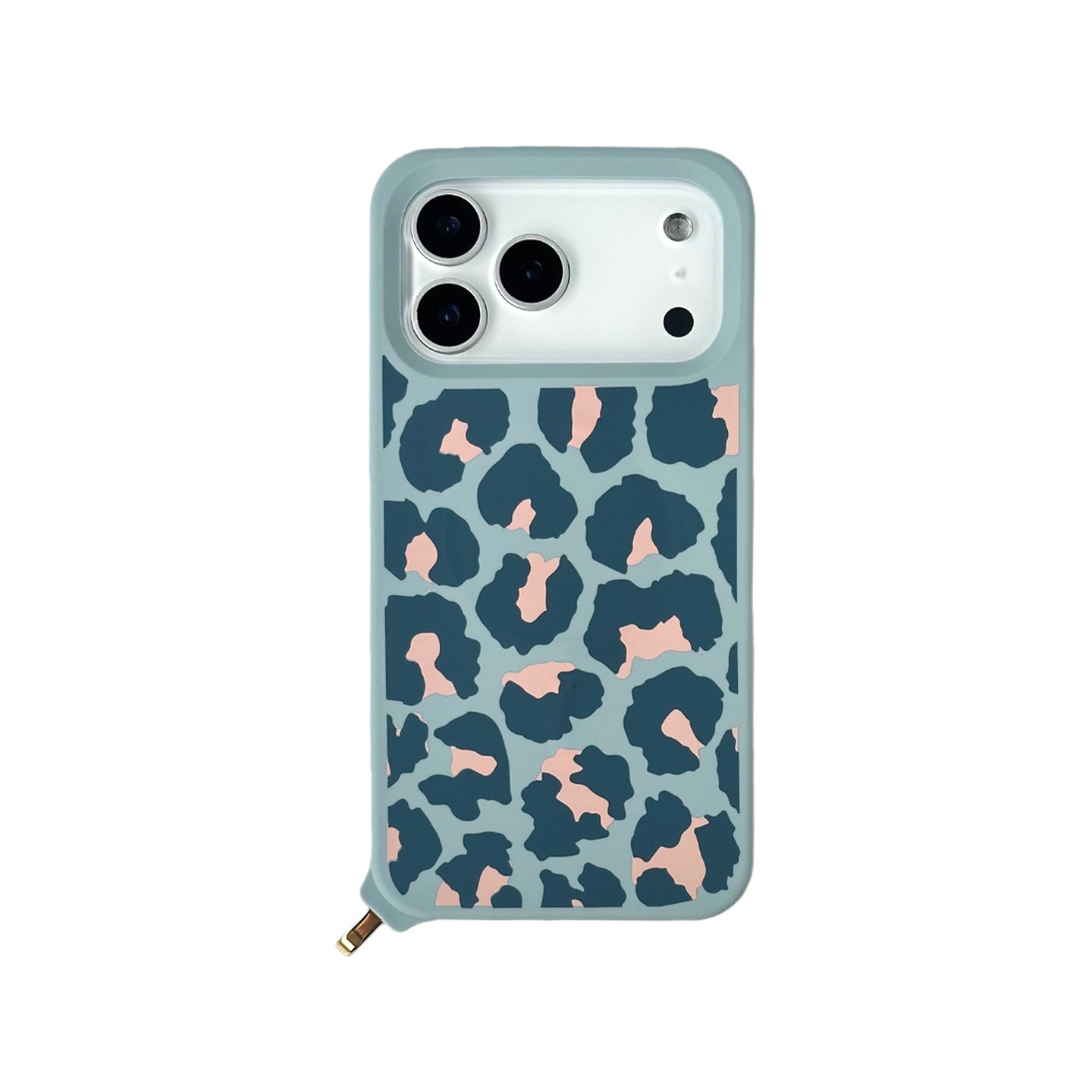 iPhone 17 Pro Max MagSafe Case - Leopard Print with Strap (Dusty Blue)