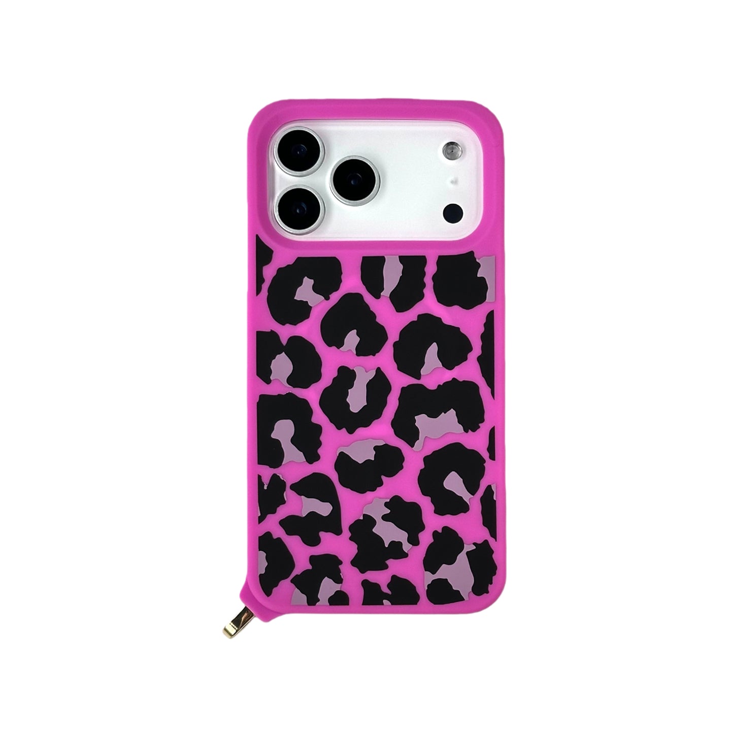 iPhone 17 Pro Max MagSafe Case - Leopard Print with Strap (Hot Pink)