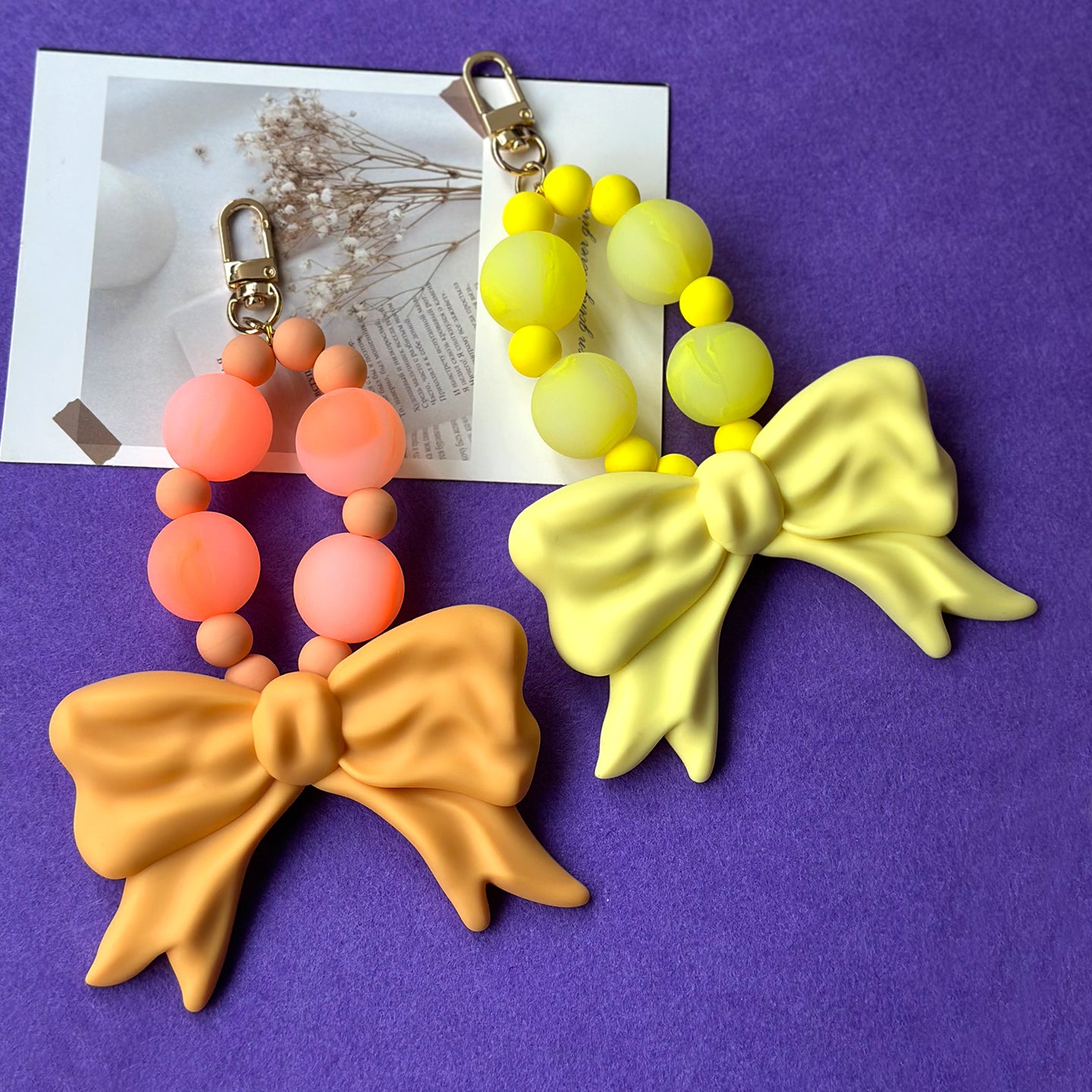 Bubble Bow Keychain / Charm (Orange)