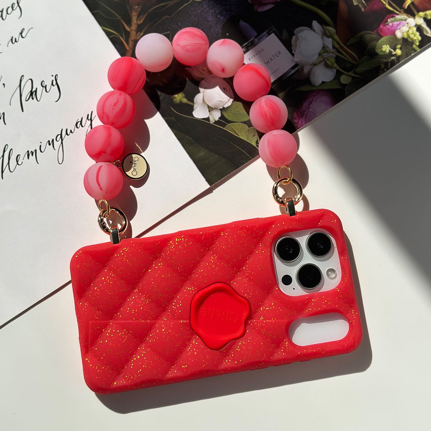 iPhone 17 Pro Max Seal Stamped Case (Red with Glitters)