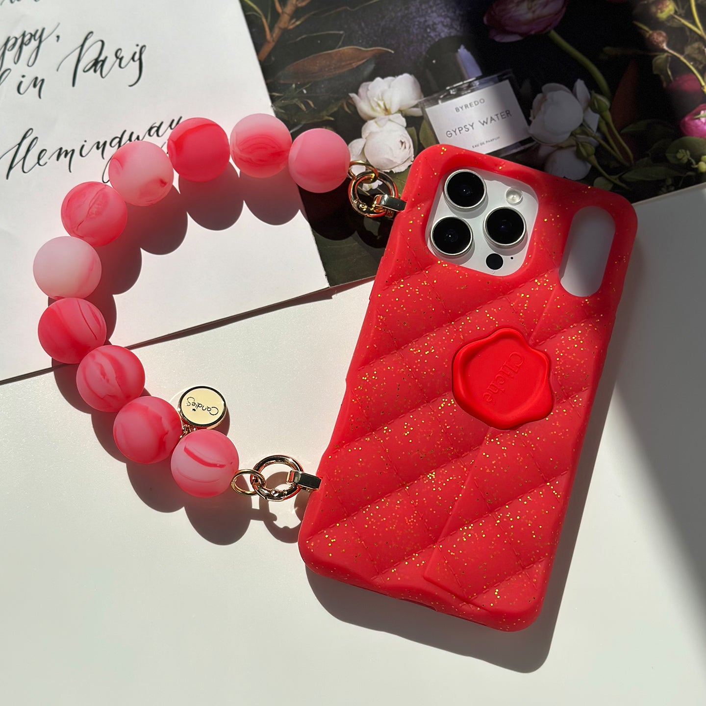 iPhone 17 Pro Max Seal Stamped Case (Red with Glitters)