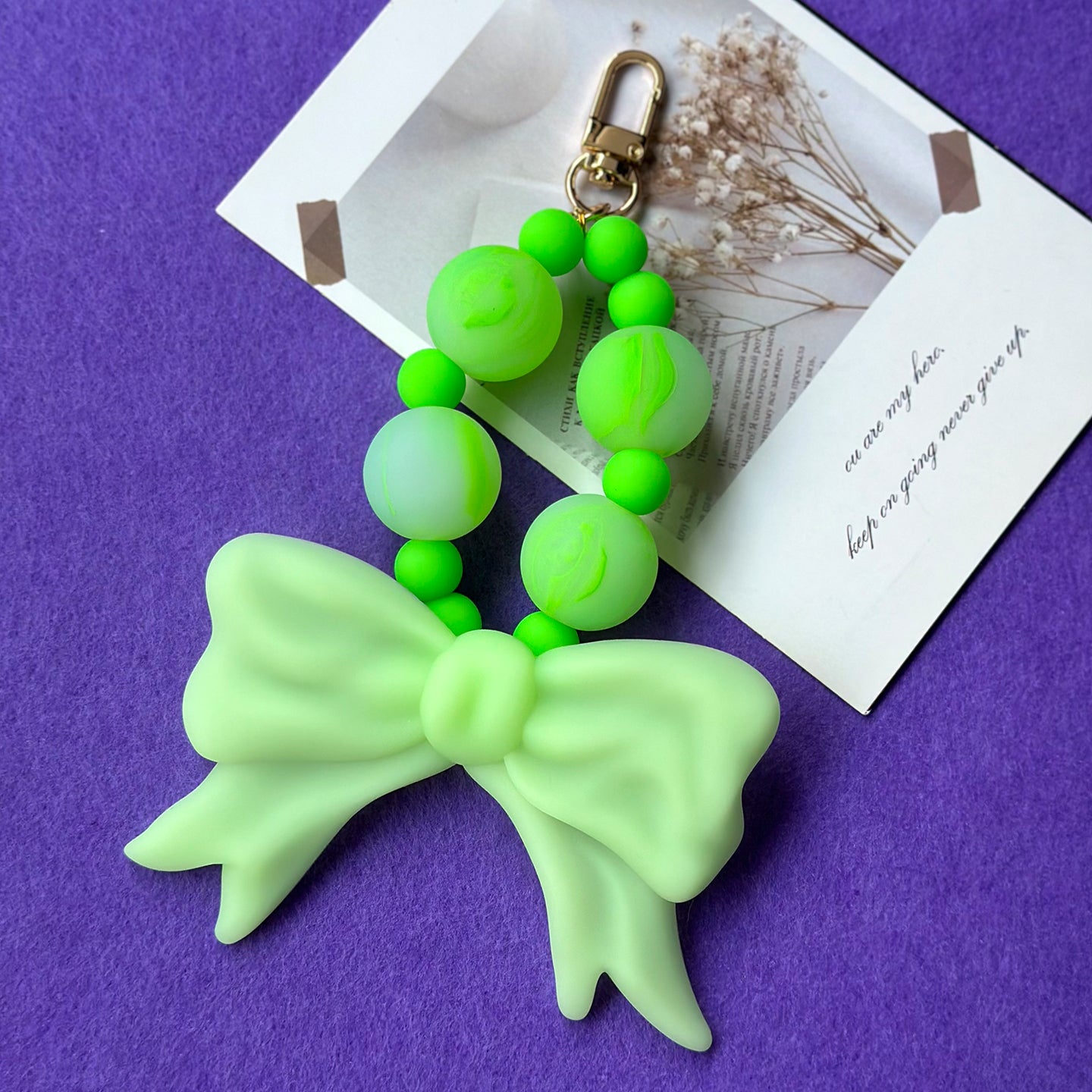 Bubble Bow Keychain / Charm (Glow-in-the-Dark Green)