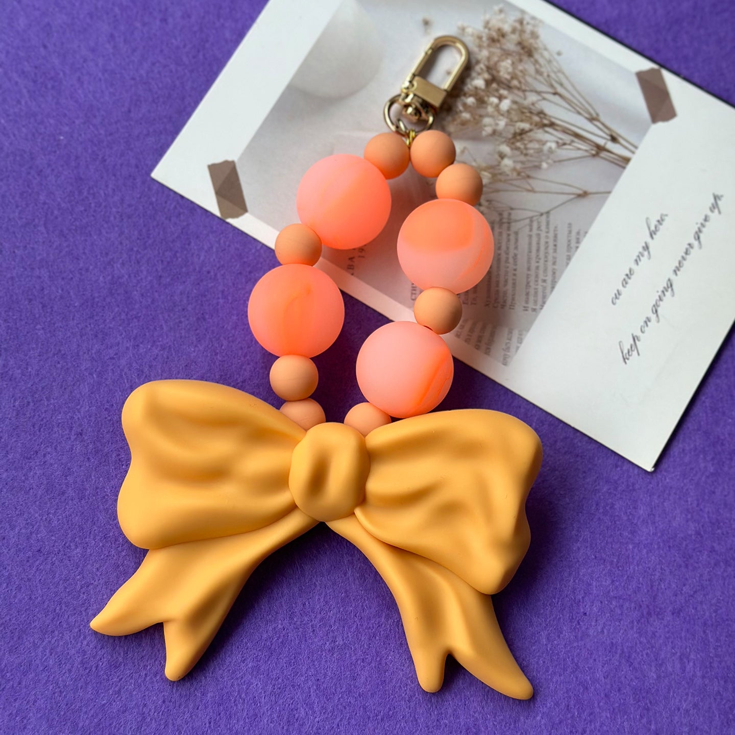 Bubble Bow Keychain / Charm (Orange)