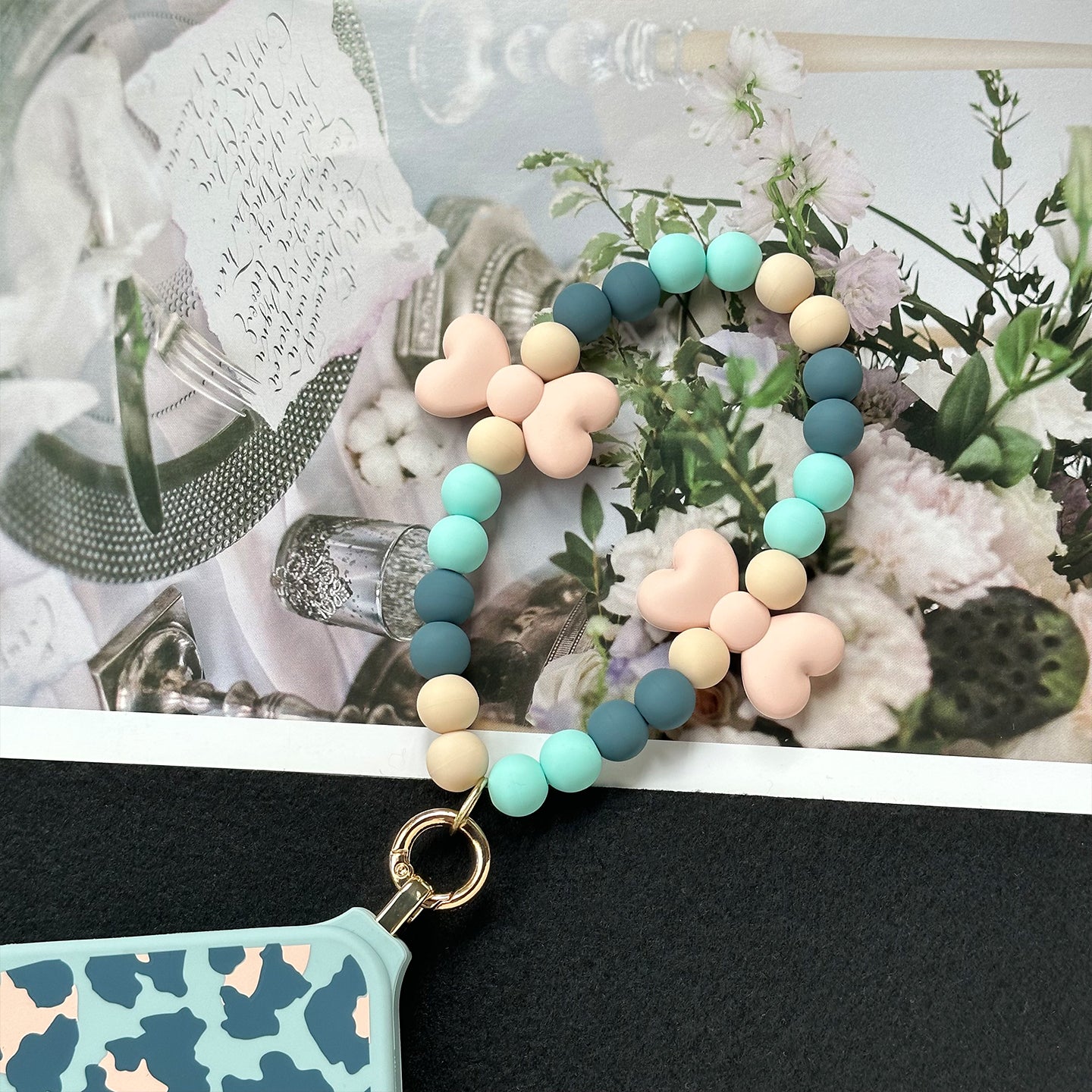 iPhone 17 Pro Max MagSafe Case - Leopard Print with Strap (Dusty Blue)