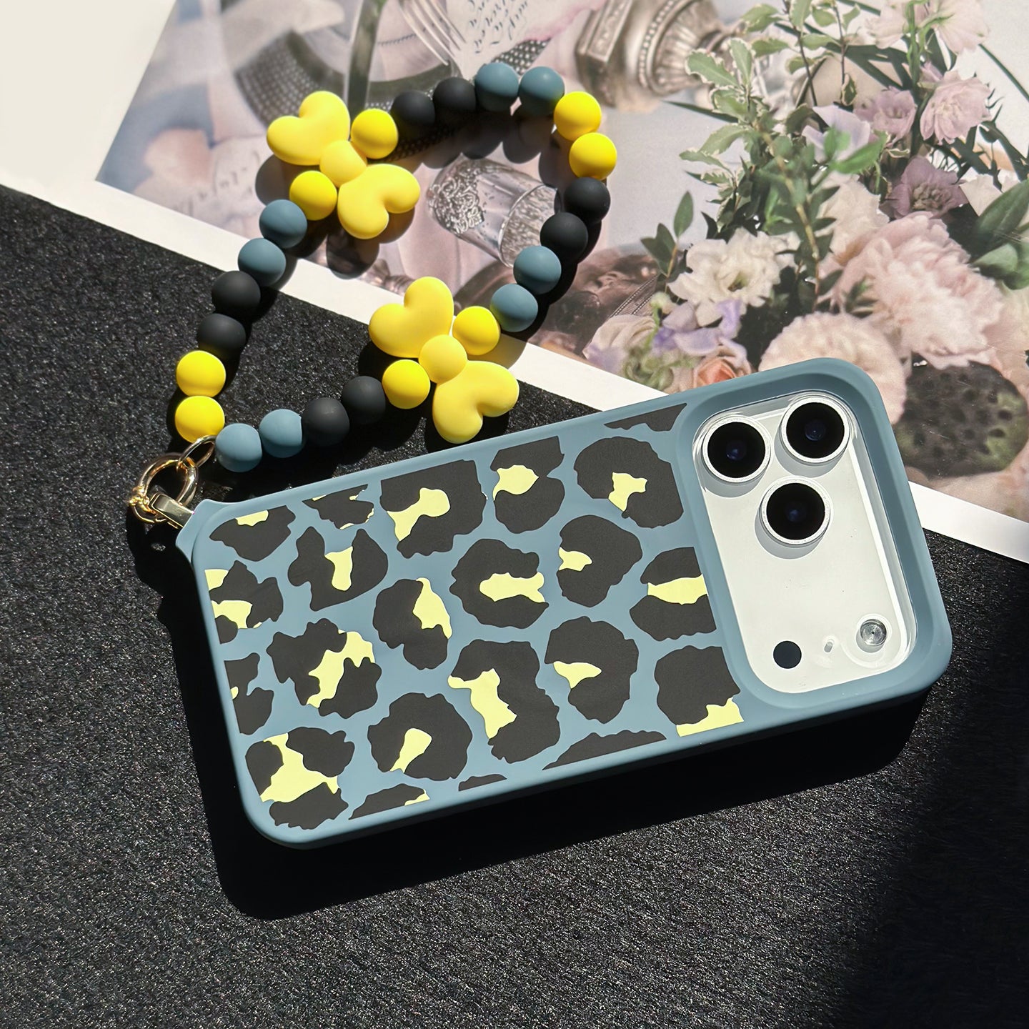 iPhone 17 Pro Max MagSafe Case - Leopard Print with Strap (Midnight Blue)