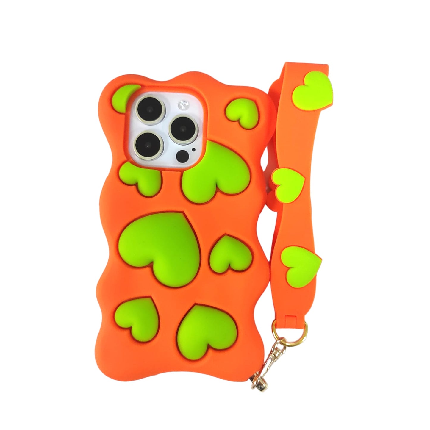 iPhone 15 Pro Case with Strap - Happy and Free (Orange)