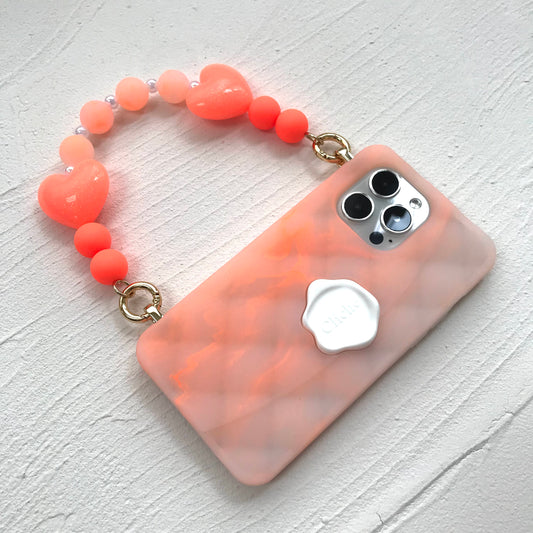 iPhone 14 Pro - Seal Stamped Case with Super Hearts Strap (Jelly Fluo Orange)