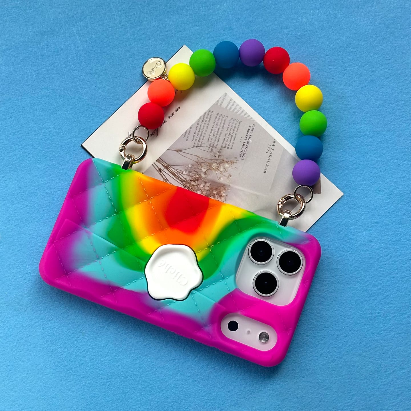 iPhone 17 Pro Max Seal Stamped Case with Strap (Rainbow)