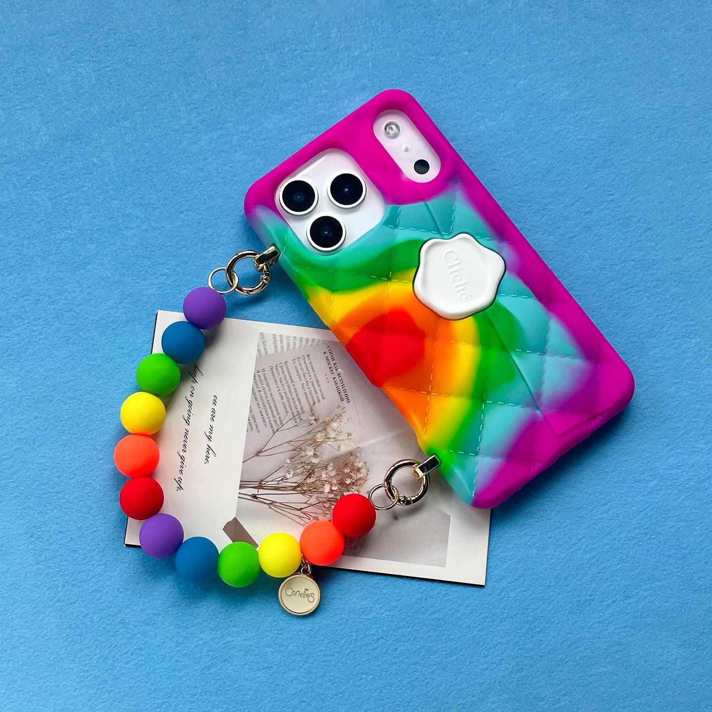 iPhone 17 Pro Max Seal Stamped Case with Strap (Rainbow)