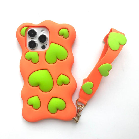 iPhone 15 Pro Max Case with Strap - Happy and Free (Orange)