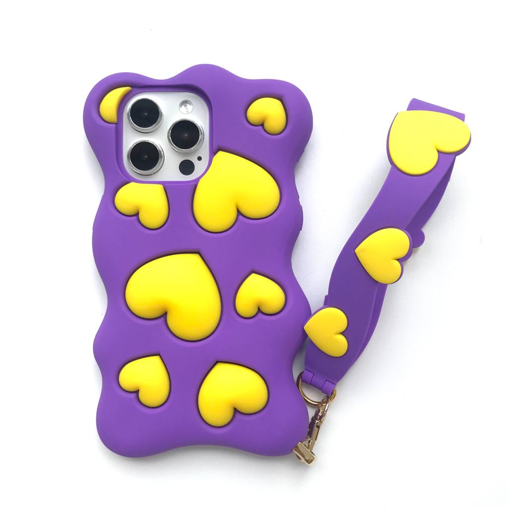 iPhone 15 Pro Max Case with Strap - Happy and Free (Purple)