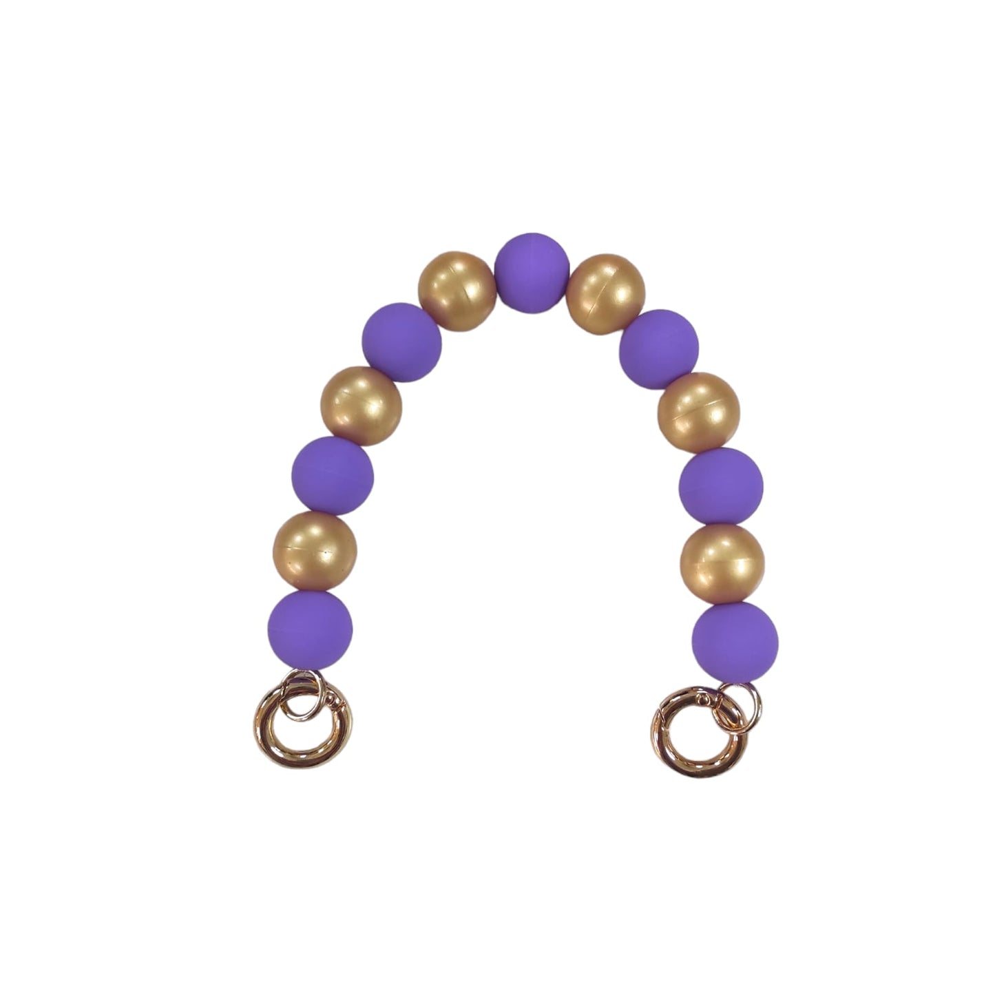 Purple & Gold Silicone Beads Short Strap