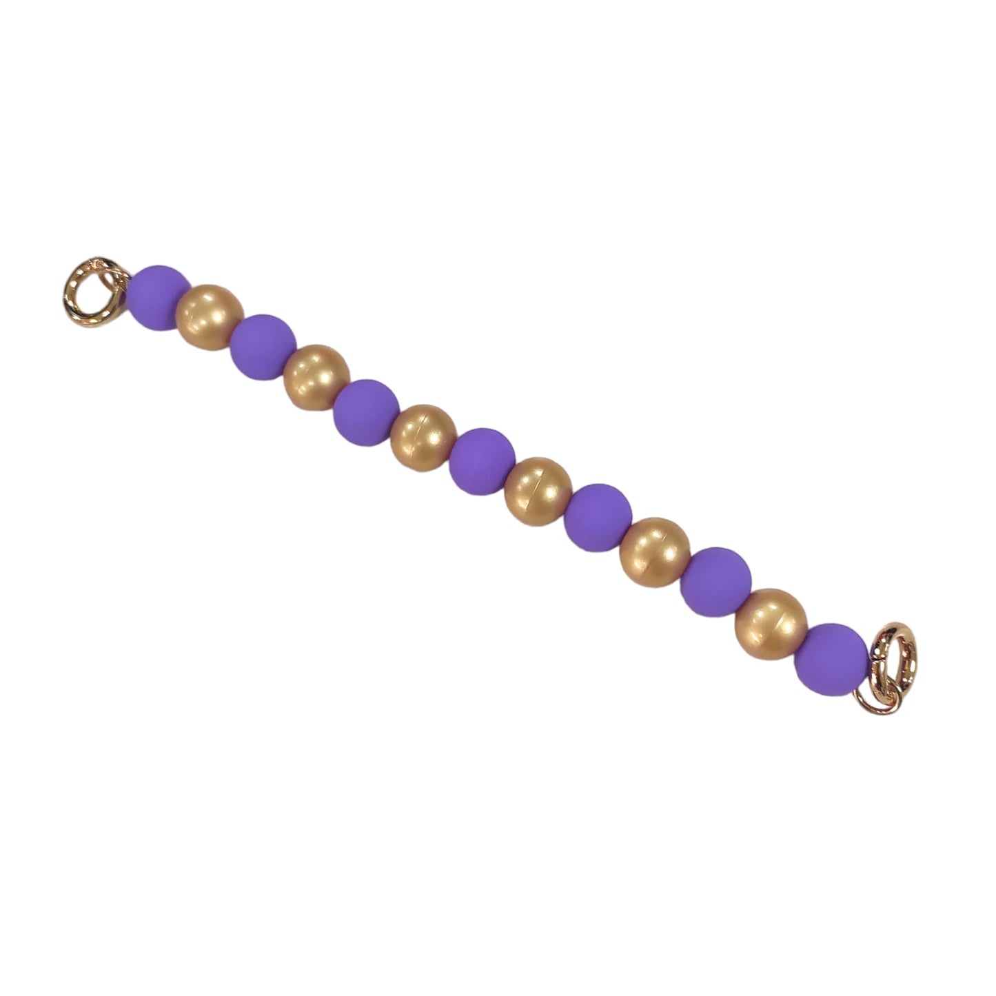 Purple & Gold Silicone Beads Short Strap