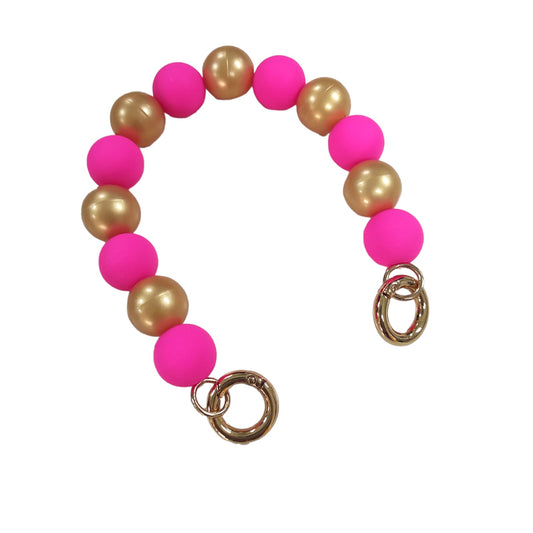 Pink & Gold Silicone Beads Short Strap