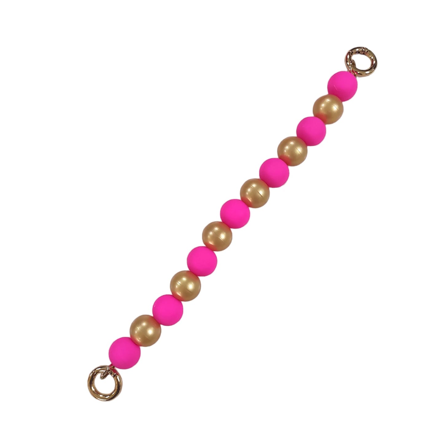 Pink & Gold Silicone Beads Short Strap