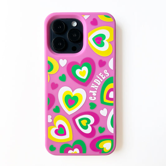 iPhone 14 Pro Max - Candies Hearts Case (Pink)