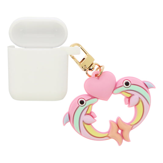 White AirPods Case - Dolphins in Love