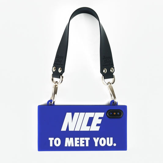 iPhone X/Xs Handbag Case - Nice to Meet You (Blue)