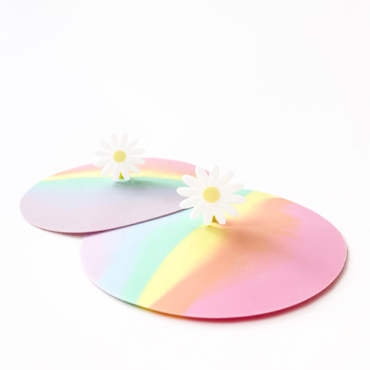 Pack of 2 Silicone Cup Lids (Daisy/Rainbow)