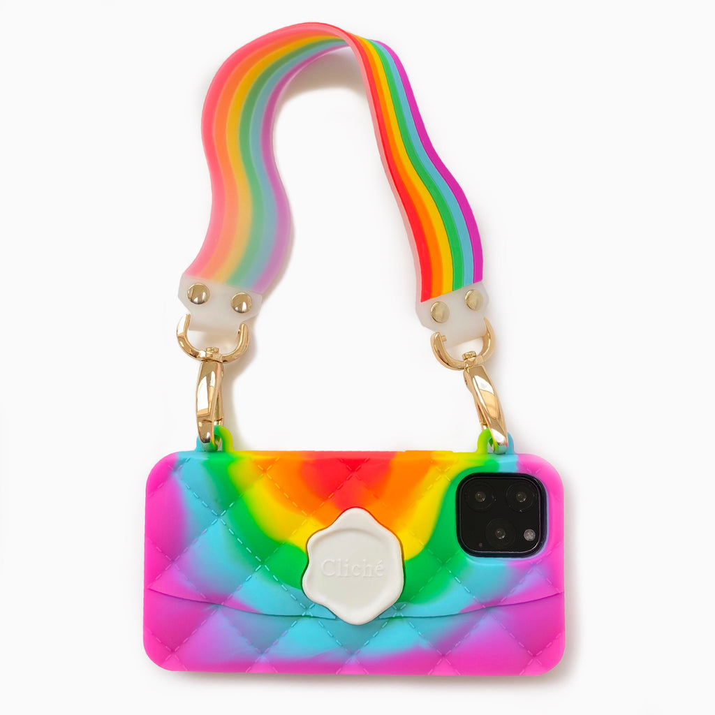 iPhone 11 Pro Love of Rainbow Seal Stamped Case with Rainbow Illusion Happy Strap