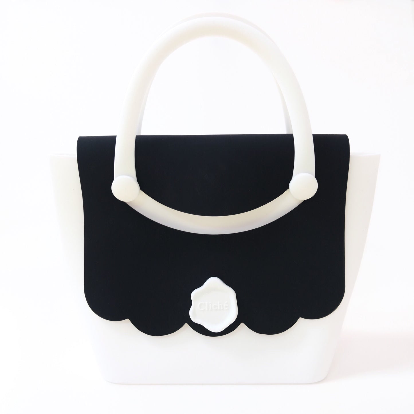 Jumbo Boat Handbag (White/Black)