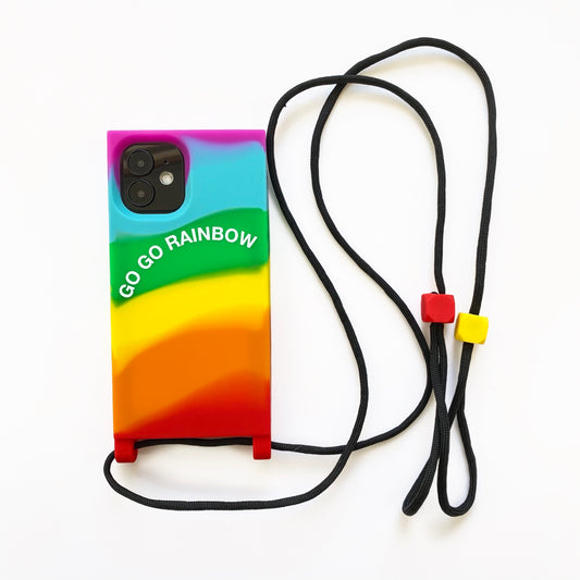 iPhone 12 Mini Lanyard iPhone Case - Go Go Rainbow