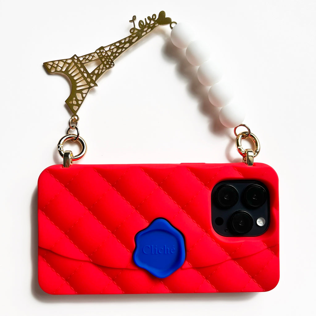 iPhone 14 Pro Max - 'I LOVE PARIS' Seal Stamped Case (Red)
