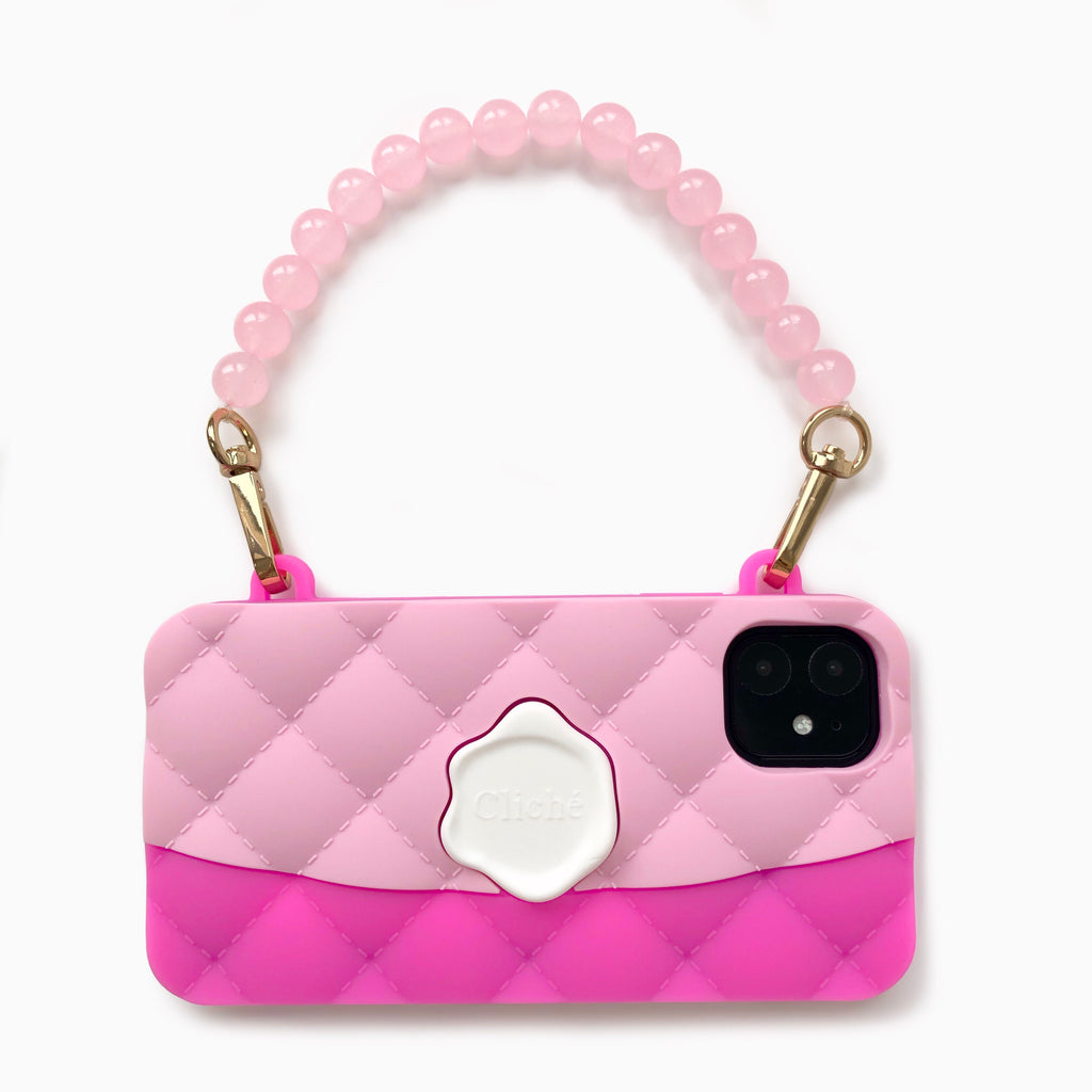 iPhone 11 Pink Seal Stamped Case with Pink Crystal Strap