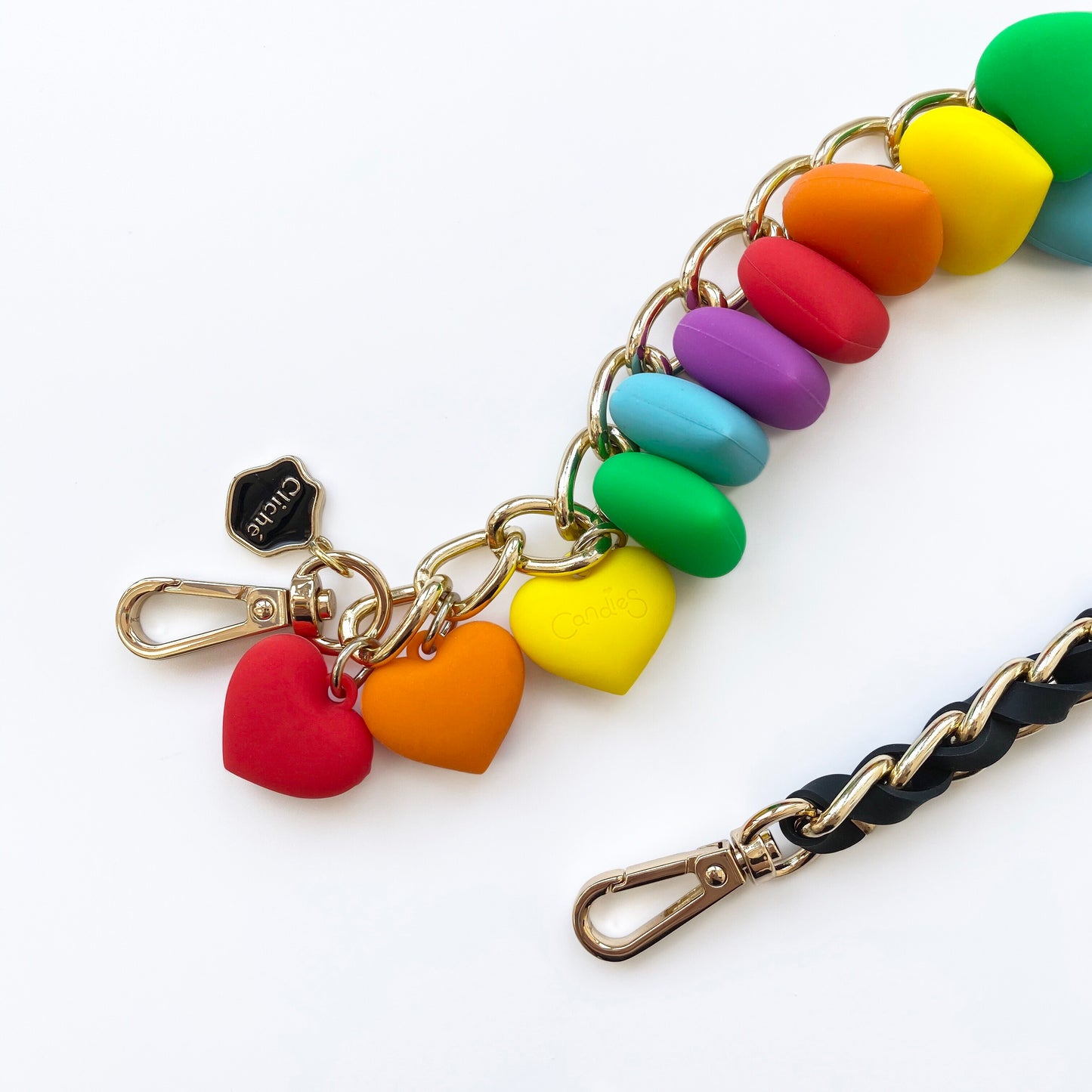 Long Celebrity Strap with Rainbow Hearts